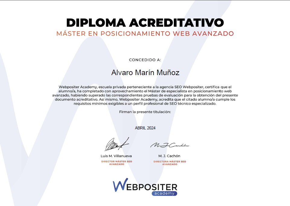 Certificado Webpositer SEO